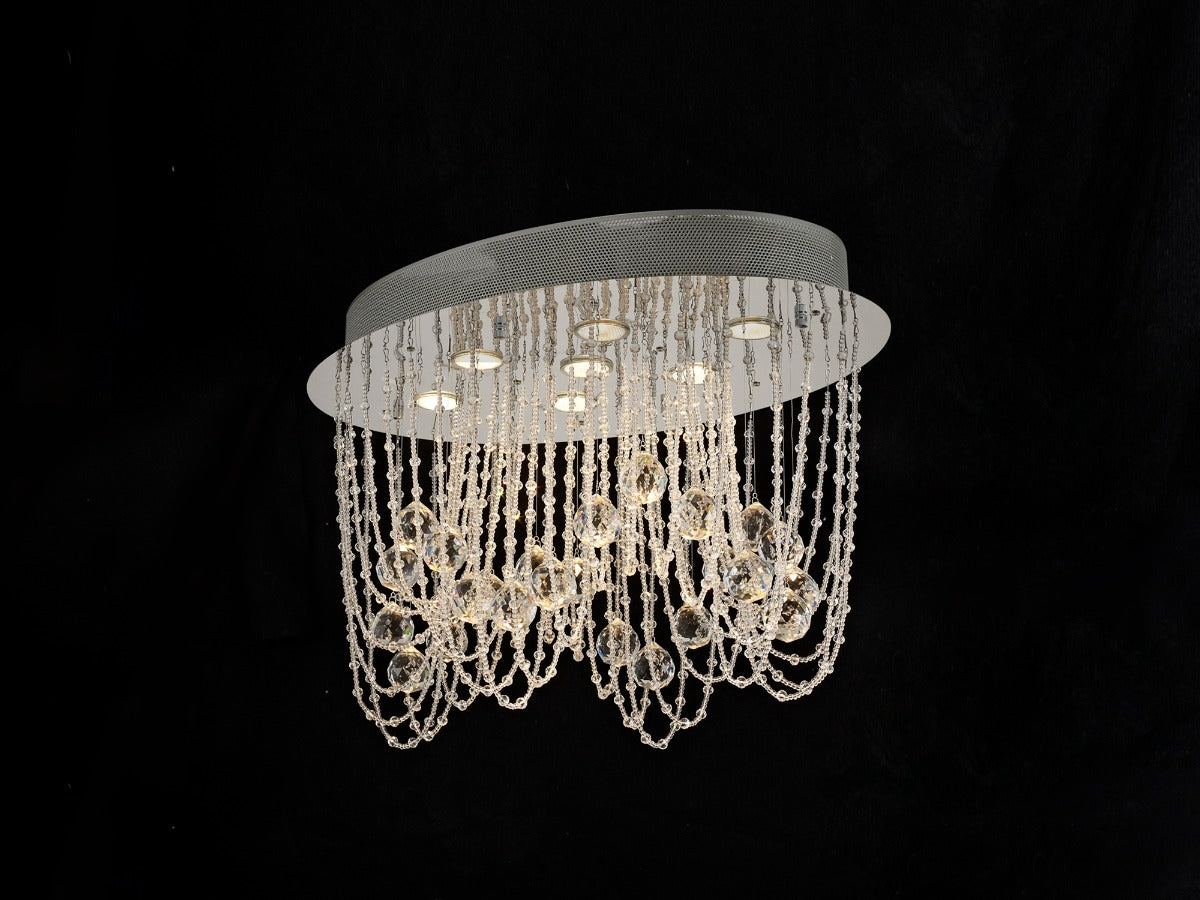Diyas Camilla 7 Light Oval Ceiling Light in Polished Chrome with Crystal