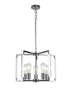 Diyas Canto 5 Light Pendant Light in Polished Nickel with Acrylic Frame