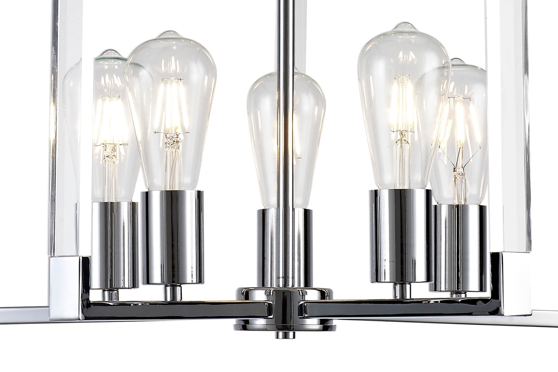 Diyas Canto 5 Light Pendant Light in Polished Nickel with Acrylic Frame