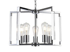 Diyas Canto 5 Light Pendant Light in Polished Nickel with Acrylic Frame