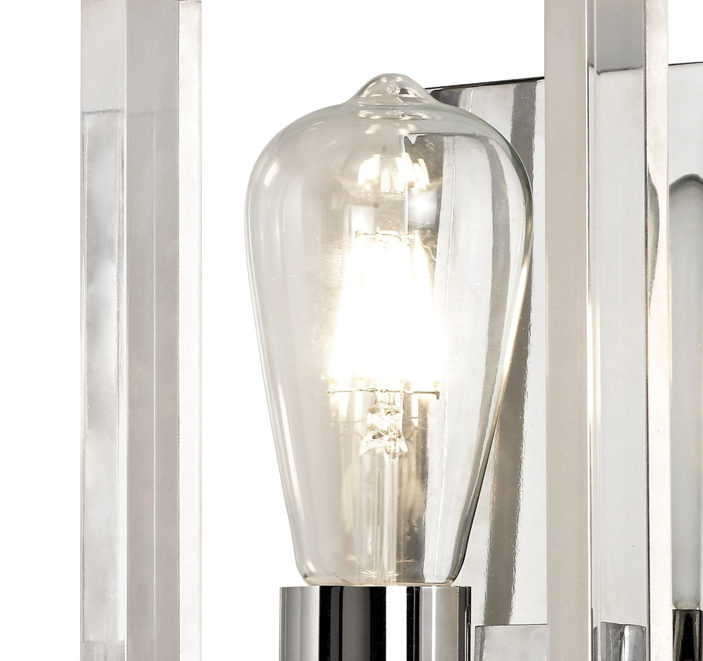 Diyas Canto Single Wall Light in Polished Nickel with Acrylic Frame