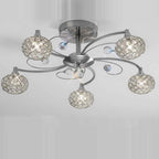 Diyas Cara 5 Light Semi Flush Ceiling Light in Satin Nickel with Crystal