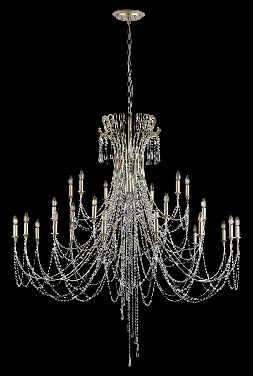 Diyas Celine 28 Light Chandelier in Aged Silver with Clear Crystal
