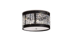 Diyas Celsa 3 Light Flush Ceiling Light in Polished Chrome with Dark Brown Faux Leather and Crystal