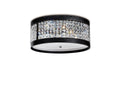 Diyas Celsa 4 Light Flush Ceiling Light in Polished Chrome with Black Faux Leather and Crystal