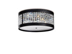 Diyas Celsa 4 Light Flush Ceiling Light in Polished Chrome with Black Faux Leather and Crystal