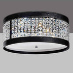 Diyas Celsa 4 Light Flush Ceiling Light in Polished Chrome with Black Faux Leather and Crystal
