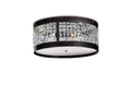 Diyas Celsa 4 Light Flush Ceiling Light in Polished Chrome with Dark Brown Faux Leather and Crystal