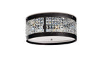 Diyas Celsa 4 Light Flush Ceiling Light in Polished Chrome with Dark Brown Faux Leather and Crystal