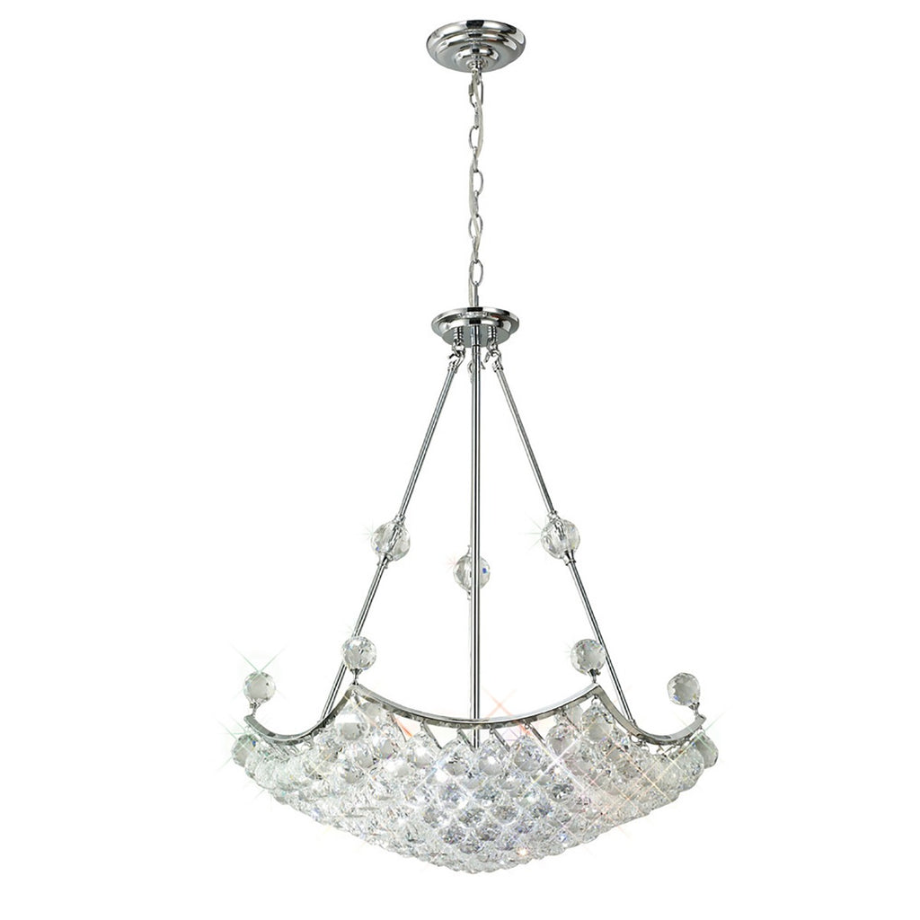 Diyas Cesto 10 Light Pendant Light in Polished Chrome with Crystal