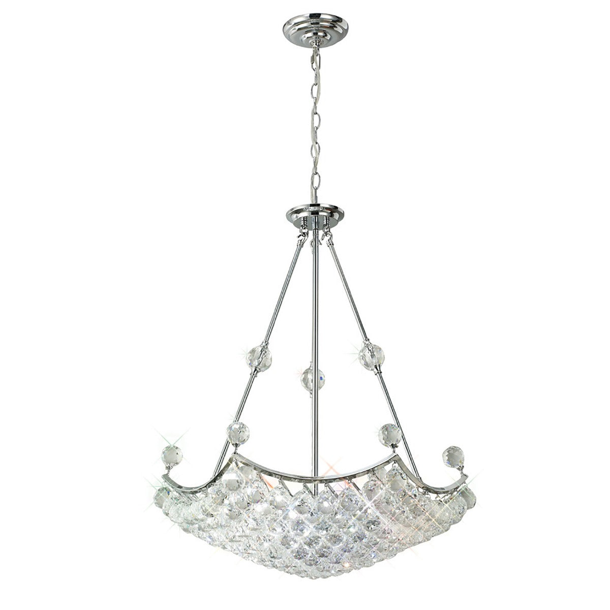 Diyas Cesto 10 Light Pendant Light in Polished Chrome with Crystal