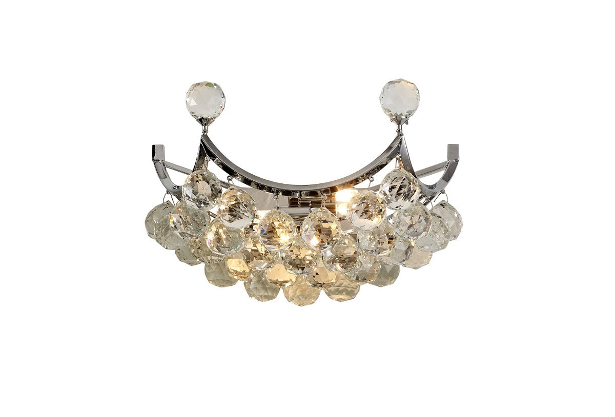 Diyas Cesto 2 Light Wall Light in Polished Chrome with Crystal