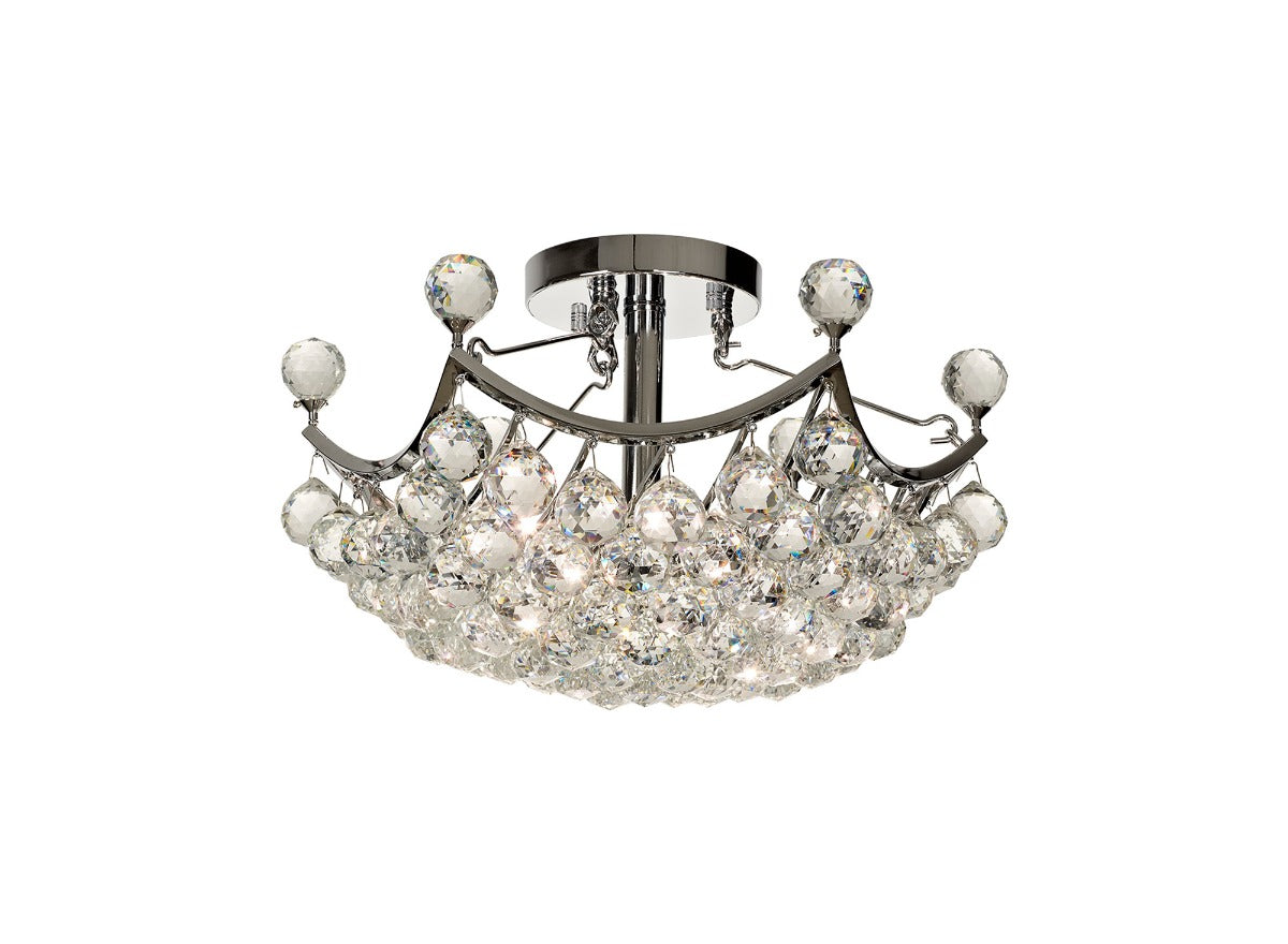 Diyas Cesto 4 Light Semi Flush Ceiling Light in Polished Chrome with Crystal