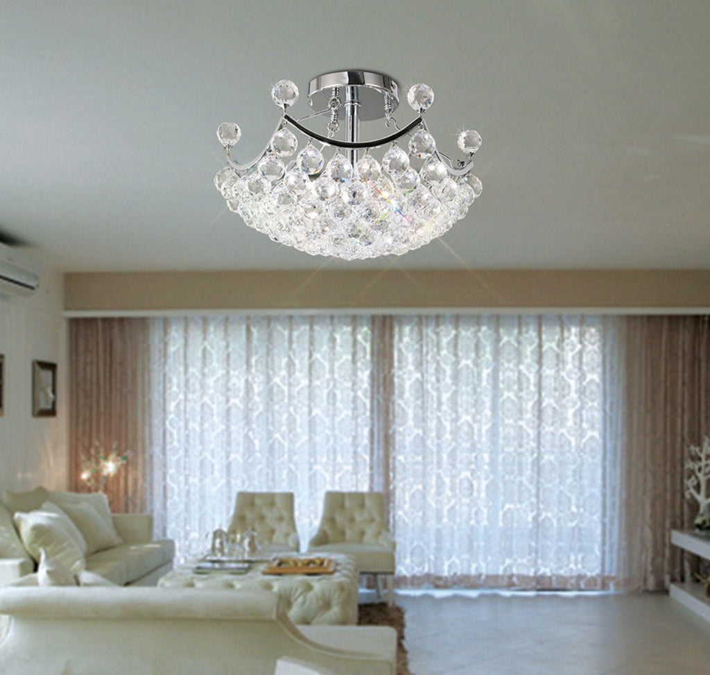 Diyas Cesto 4 Light Semi Flush Ceiling Light in Polished Chrome with Crystal