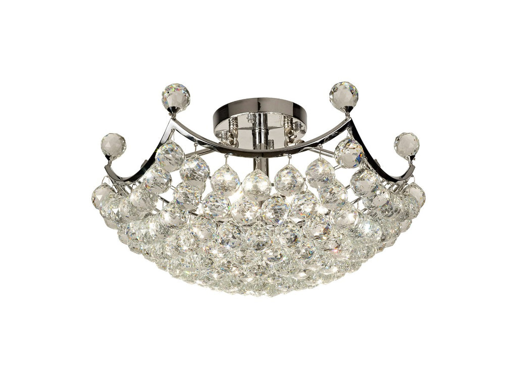 Diyas Cesto 6 Light Semi Flush Ceiling Light in Polished Chrome with Crystal