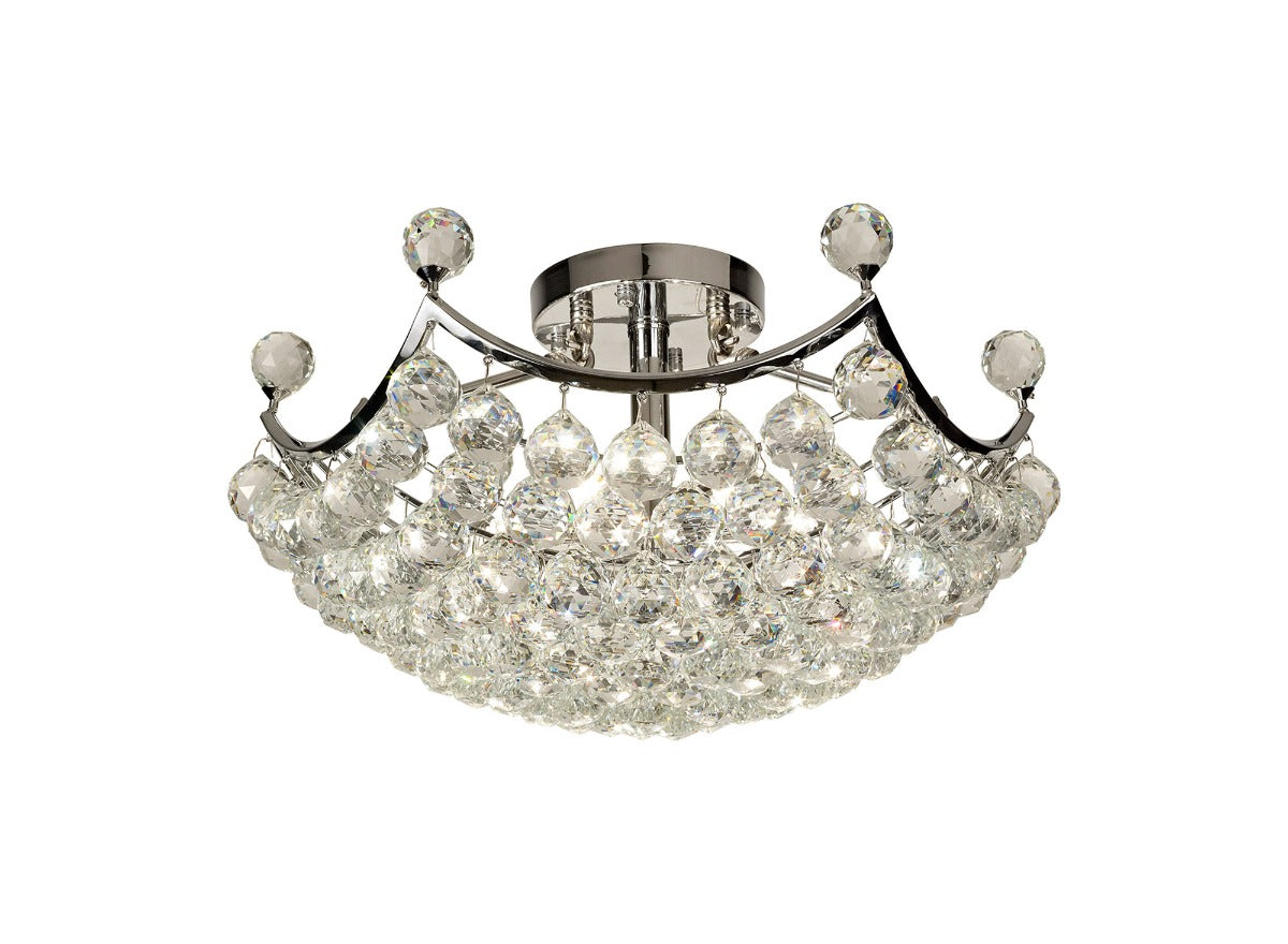 Diyas Cesto 6 Light Semi Flush Ceiling Light in Polished Chrome with Crystal