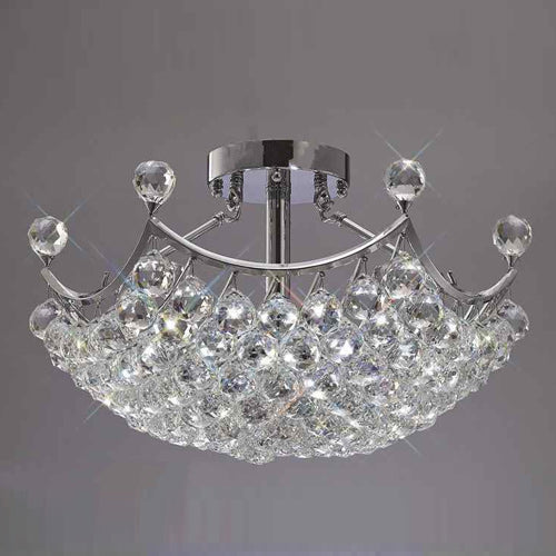 Diyas Cesto 6 Light Semi Flush Ceiling Light in Polished Chrome with Crystal