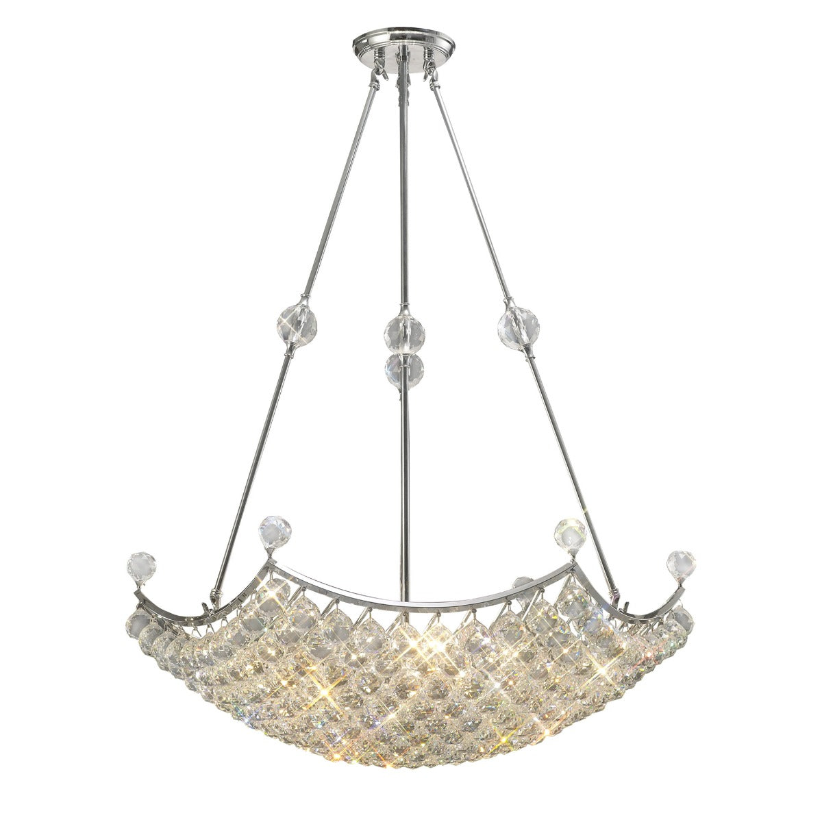 Diyas Cesto Large 12 Light Pendant Light in Polished Chrome with Crystal