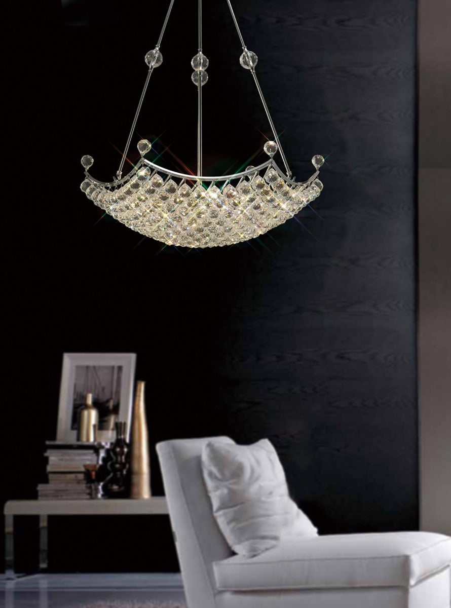 Diyas Cesto Large 12 Light Pendant Light in Polished Chrome with Crystal