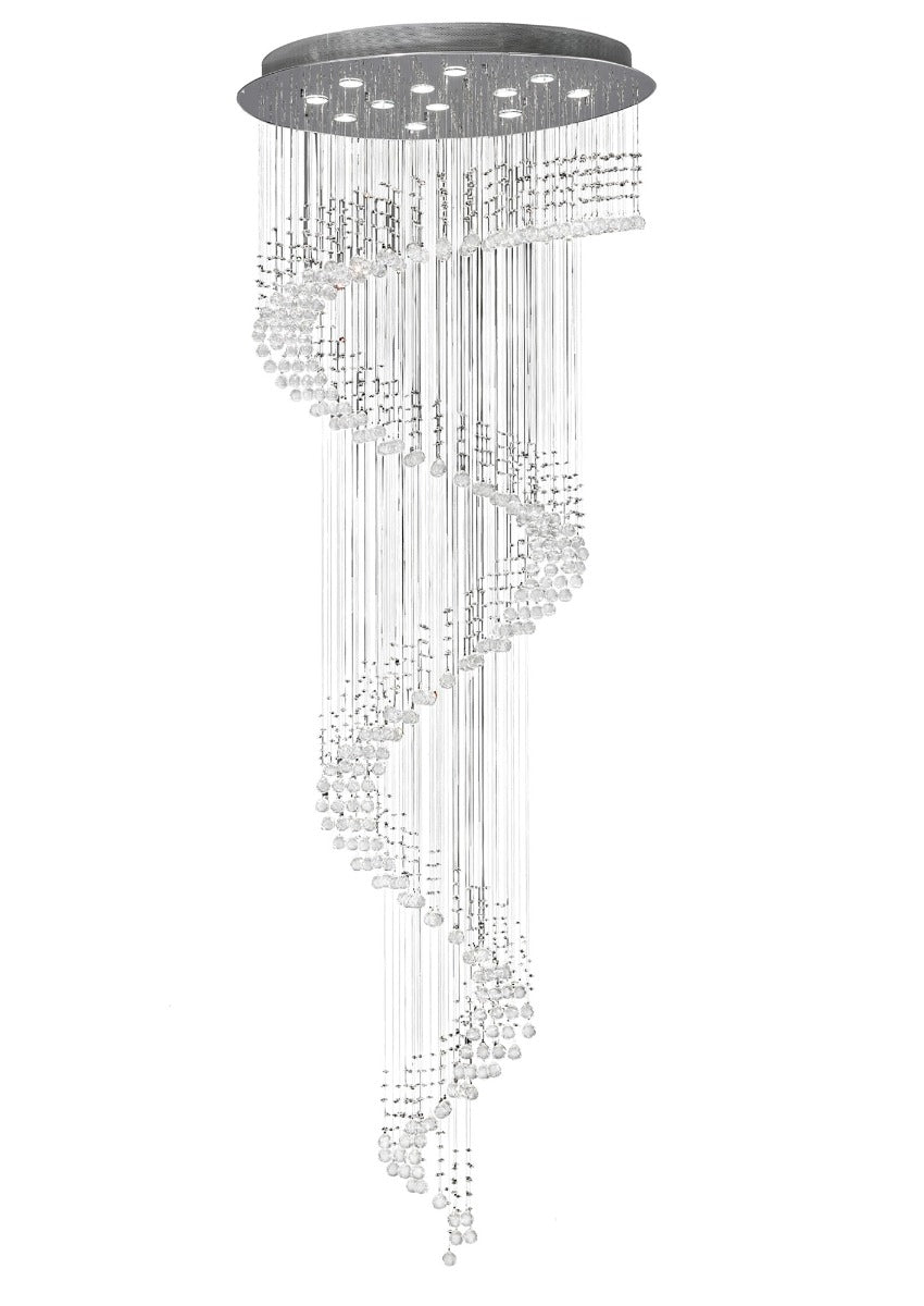 Diyas Colorado 12 Light Multi-Spiral Pendant Light in Polished Chrome with Crystal