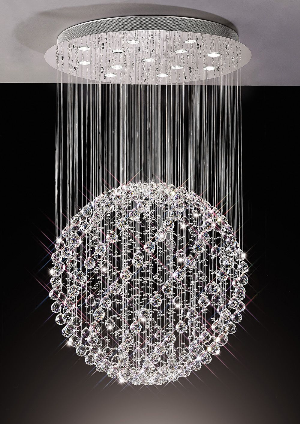 Diyas Colorado 13 Light Large Sphere Pendant Light in Polished Chrome with Crystal