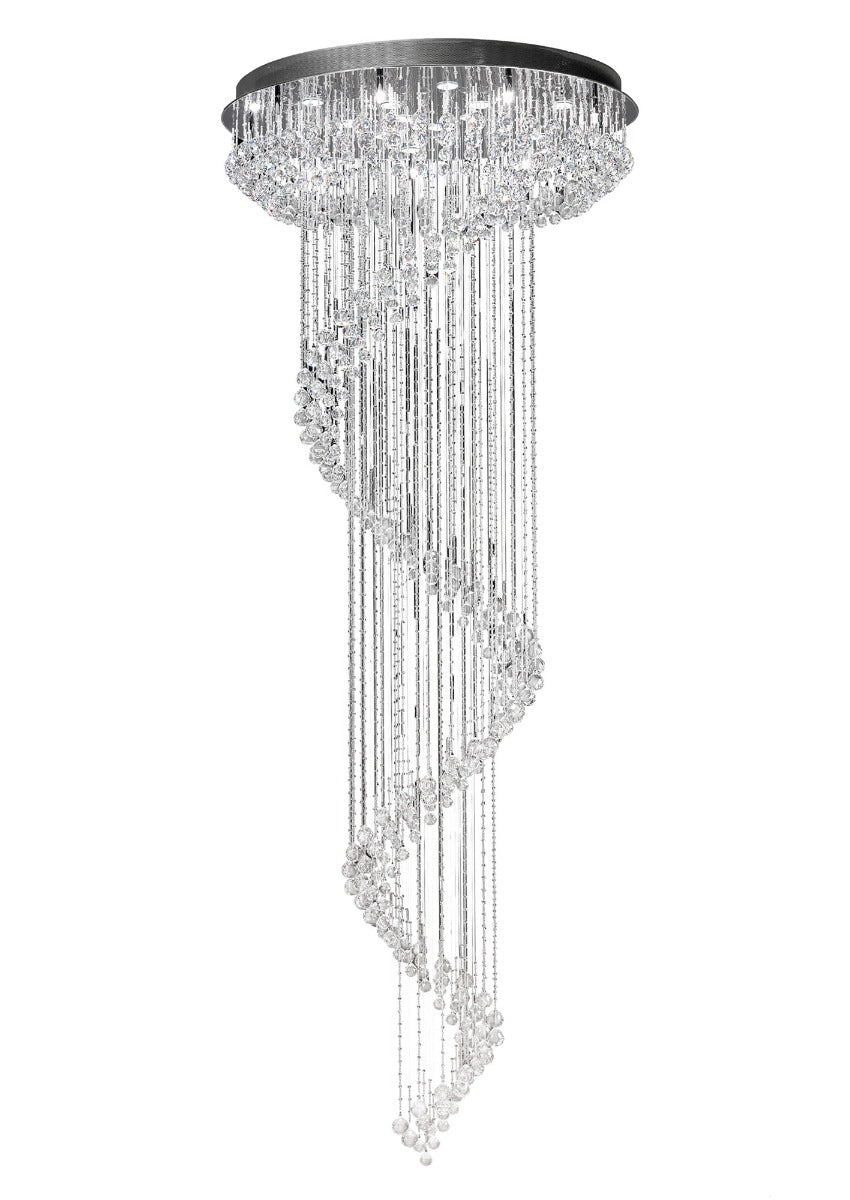 Diyas Colorado 24 Light Multi-Spiral Pendant Light in Polished Chrome with Crystal