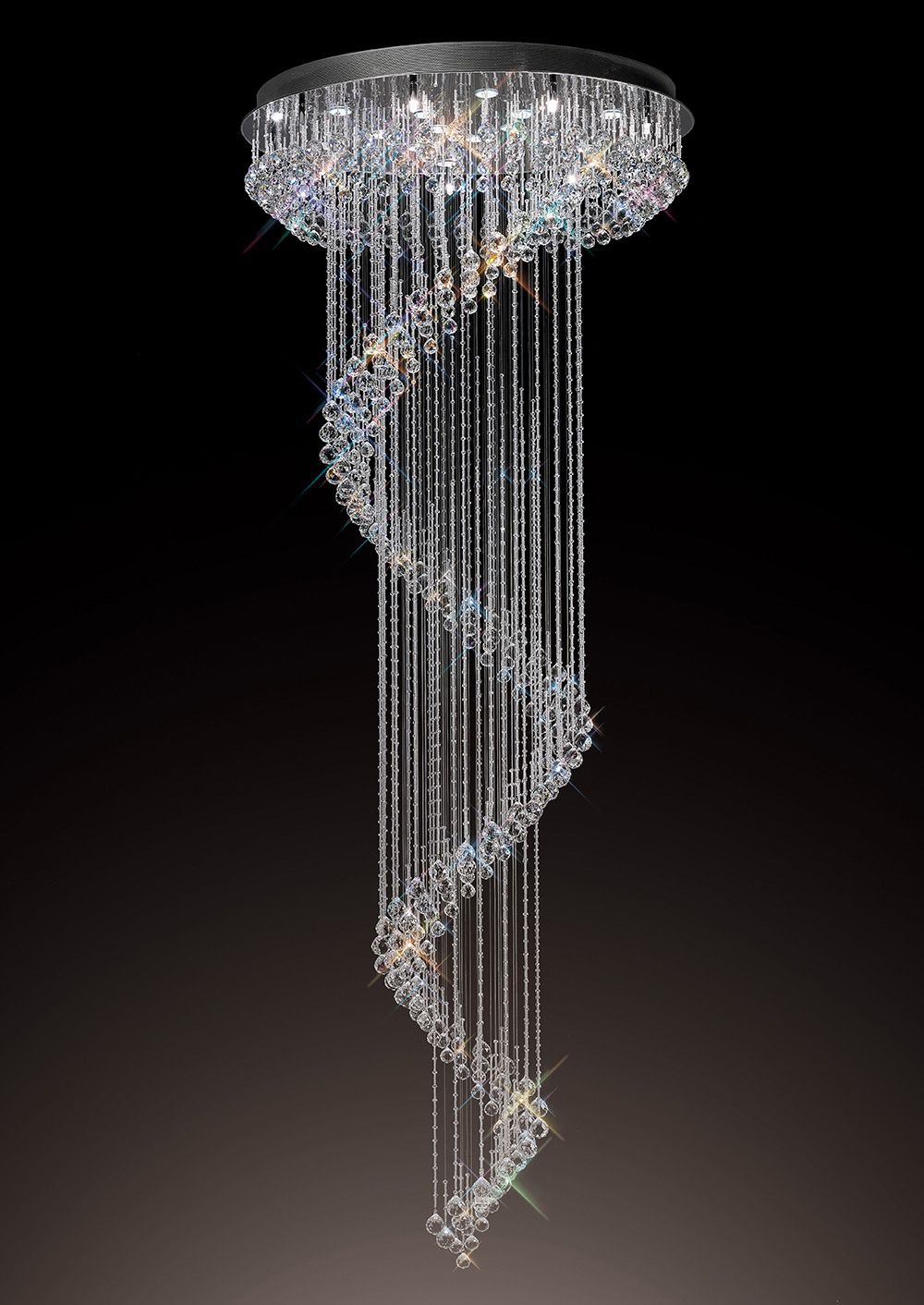Diyas Colorado 24 Light Multi-Spiral Pendant Light in Polished Chrome with Crystal