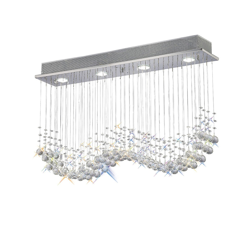 Diyas Colorado 4 Light Bar Pendant Light in Polished Chrome with Crystal