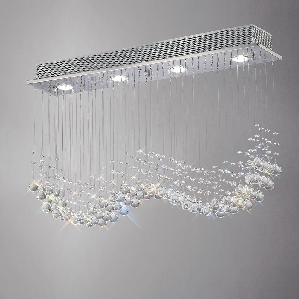 Diyas Colorado 4 Light Bar Pendant Light in Polished Chrome with Crystal
