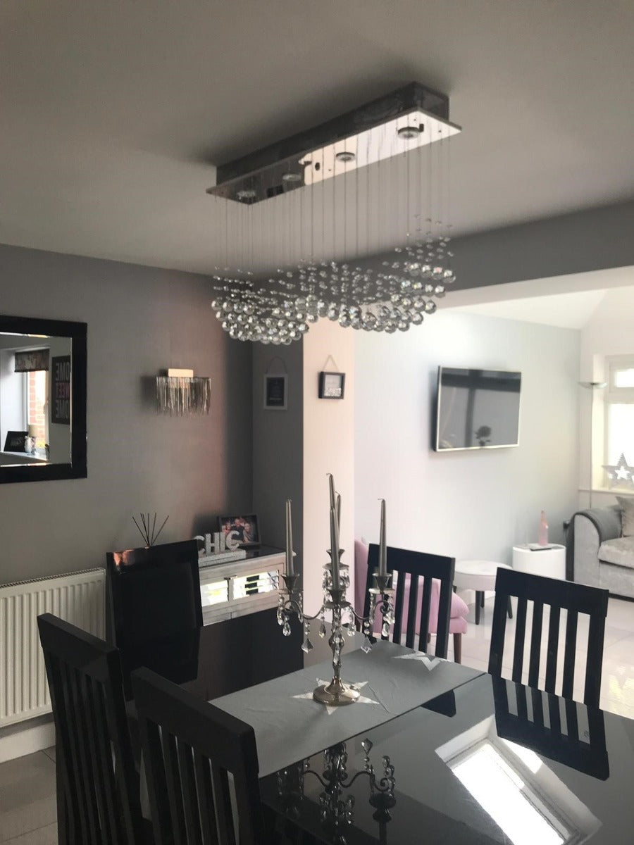 Diyas Colorado 4 Light Bar Pendant Light in Polished Chrome with Crystal