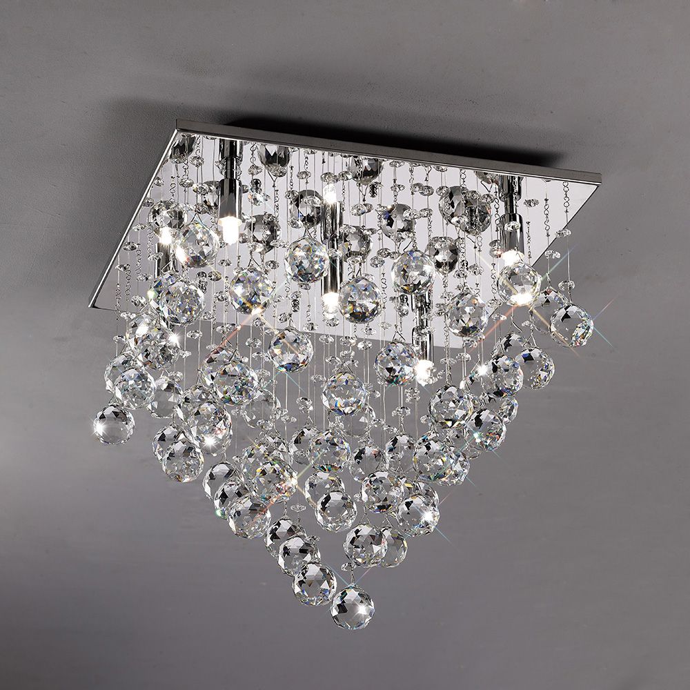 Diyas Colorado 5 Light Square Ceiling Light in Polished Chrome with Crystal