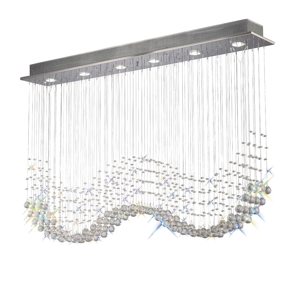 Diyas Colorado 6 Light Linear Pendant Light in Polished Chrome with Crystal