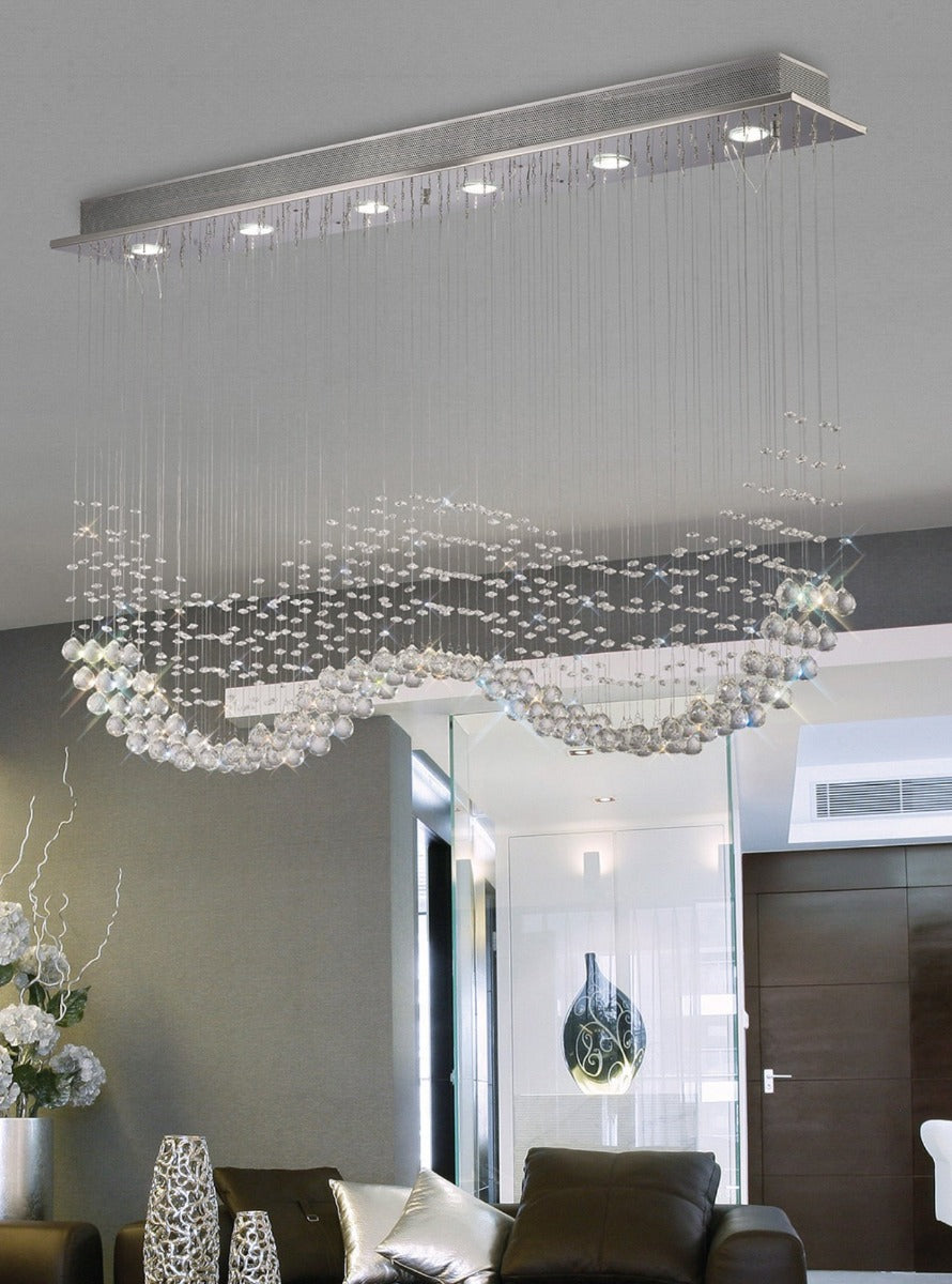 Diyas Colorado 6 Light Linear Pendant Light in Polished Chrome with Crystal