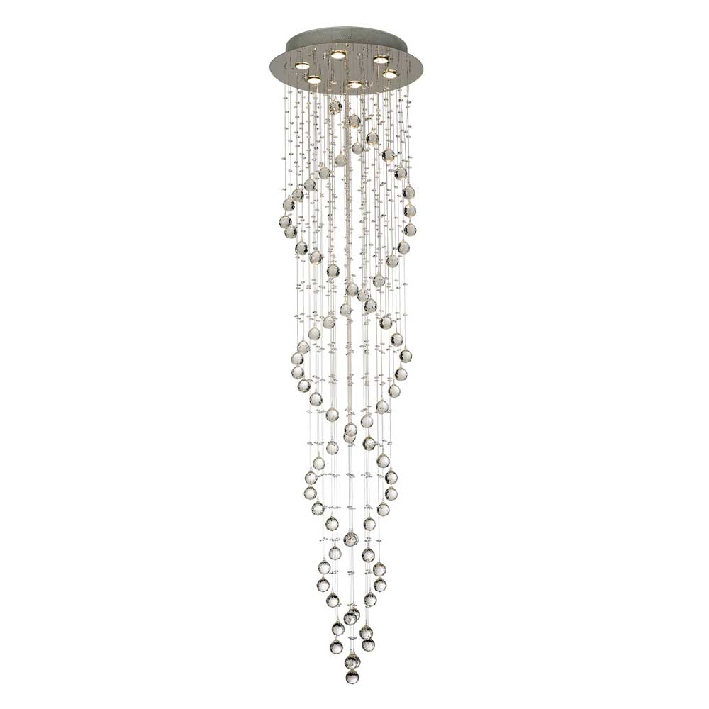 Diyas Colorado 6 Light Oval Pendant Light in Polished Chrome with Crystal