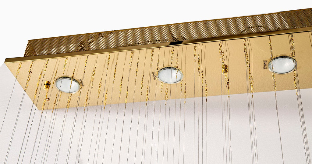 Diyas Colorado 6 Light Rectangular Pendant Light in French Gold with Crystal