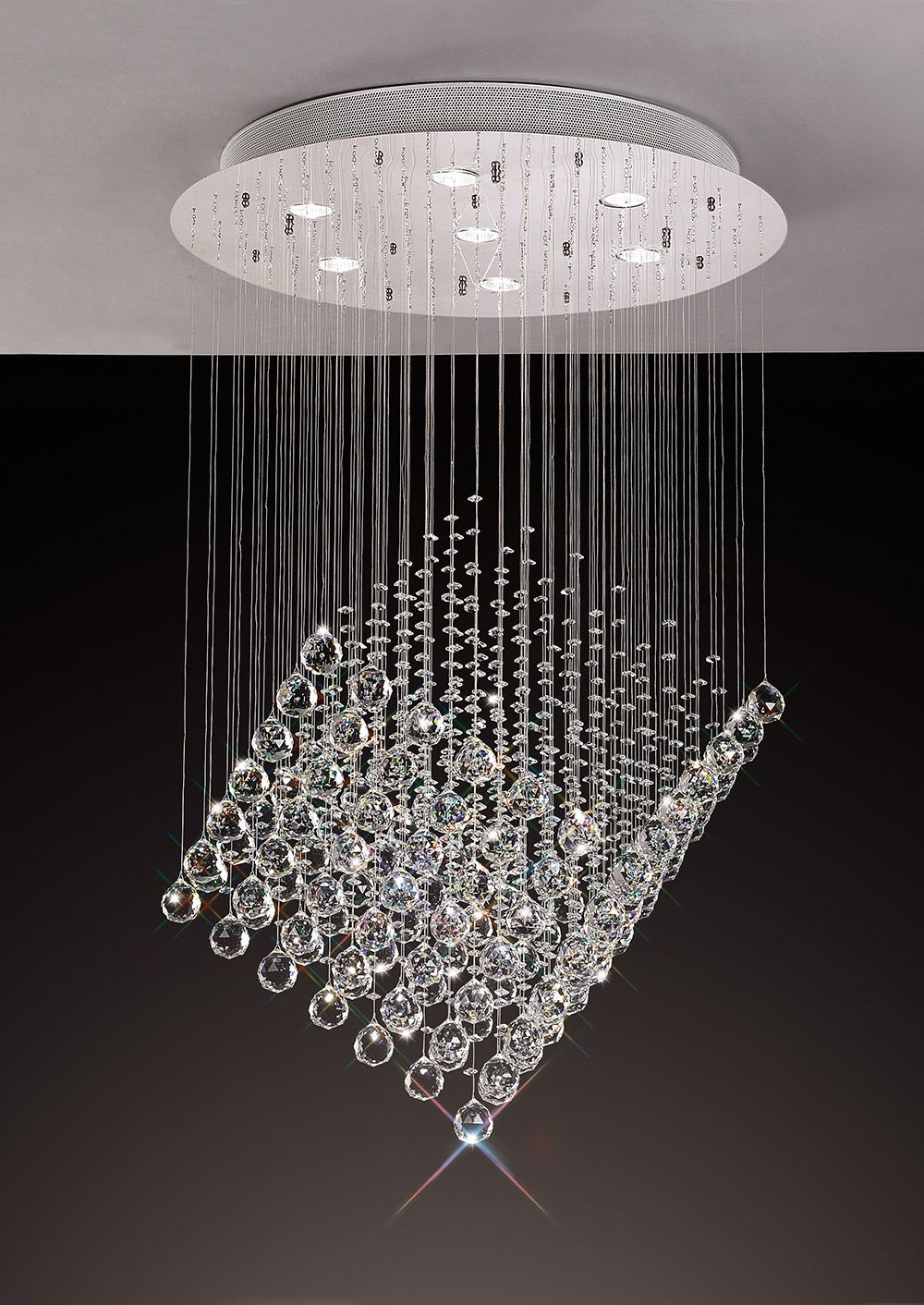 Diyas Colorado 7 Light Diamond Pendant Light in Polished Chrome with Crystal