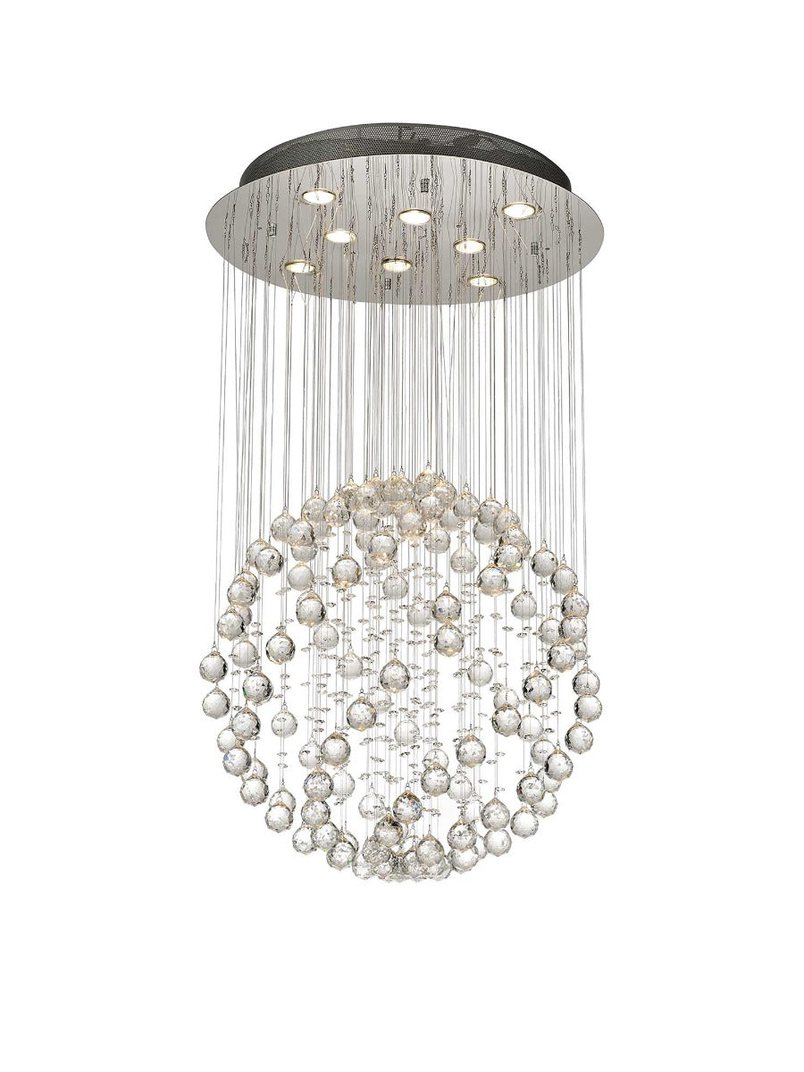 Diyas Colorado 8 Light Medium Sphere Pendant Light in Polished Chrome with Crystal