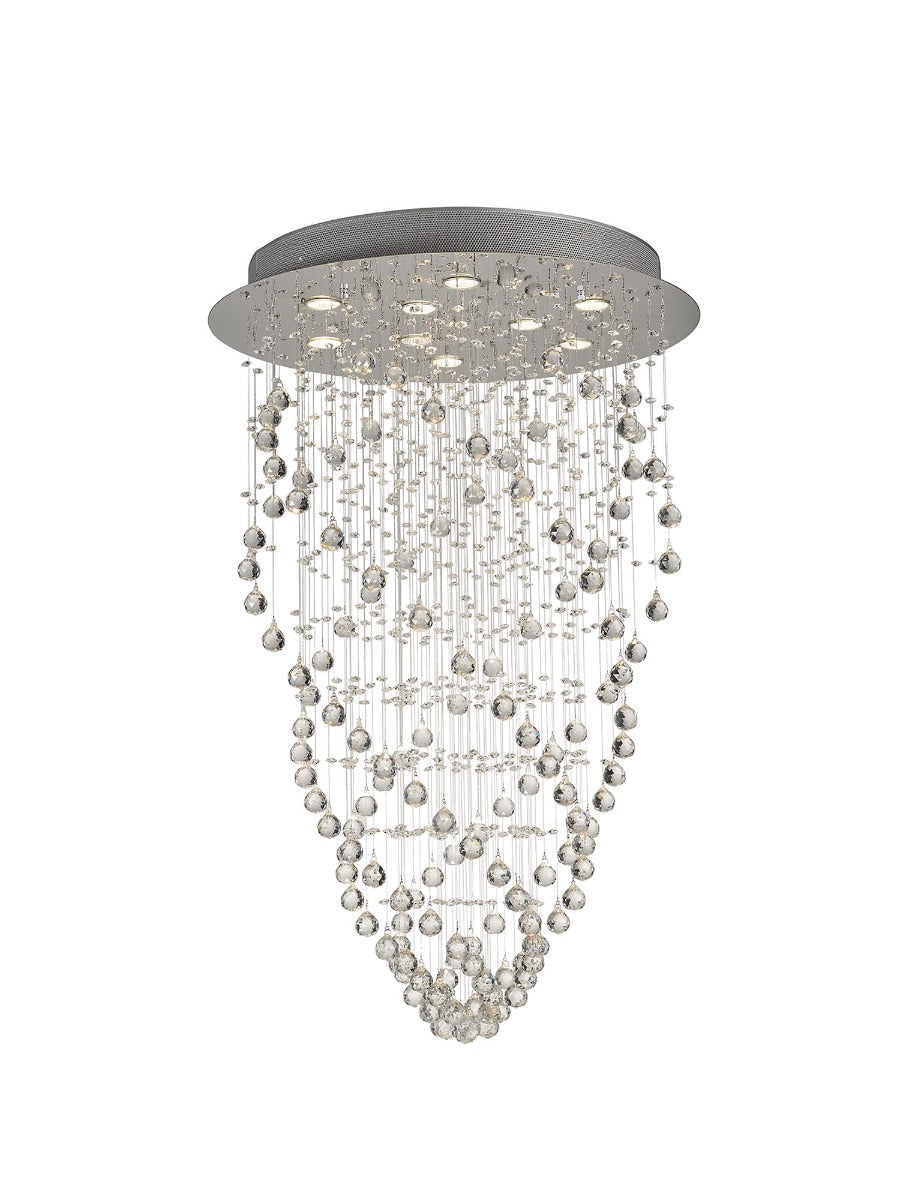 Diyas Colorado 9 Light Cone Pendant Light in Polished Chrome with Crystal