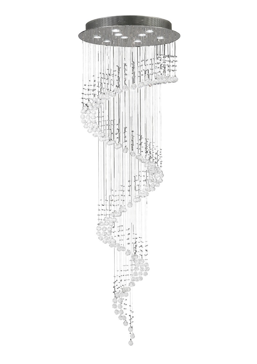 Diyas Colorado 9 Light Multi-Spiral Pendant Light in Polished Chrome with Crystal