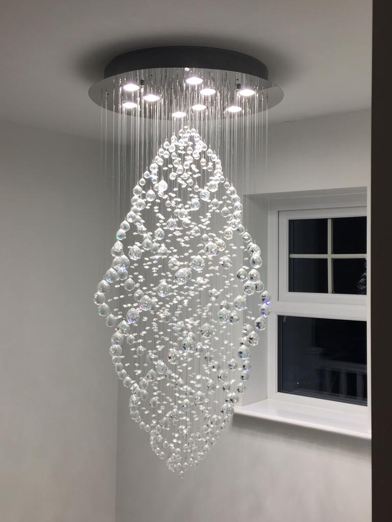 Diyas Colorado 9 Light Oval Pendant Light in Polished Chrome with Crystal