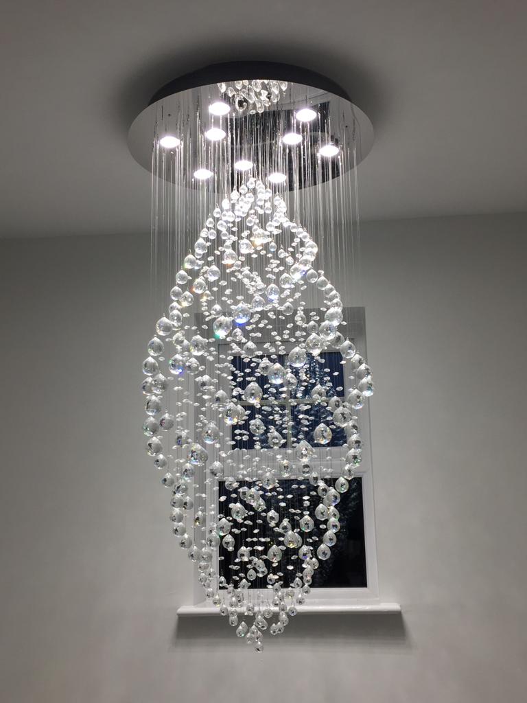 Diyas Colorado 9 Light Oval Pendant Light in Polished Chrome with Crystal