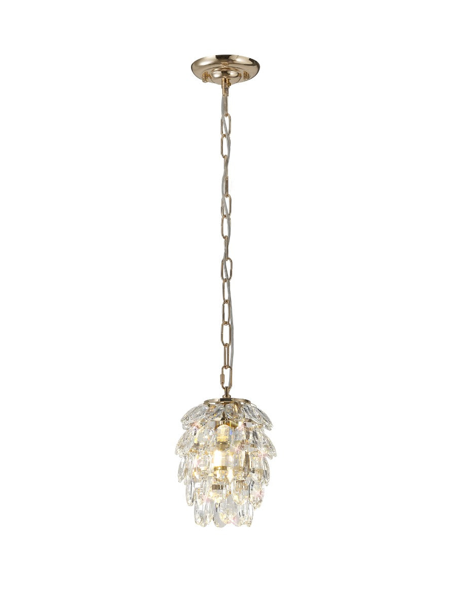Diyas Coniston 1 Light Pendant Light in French Gold with Crystal