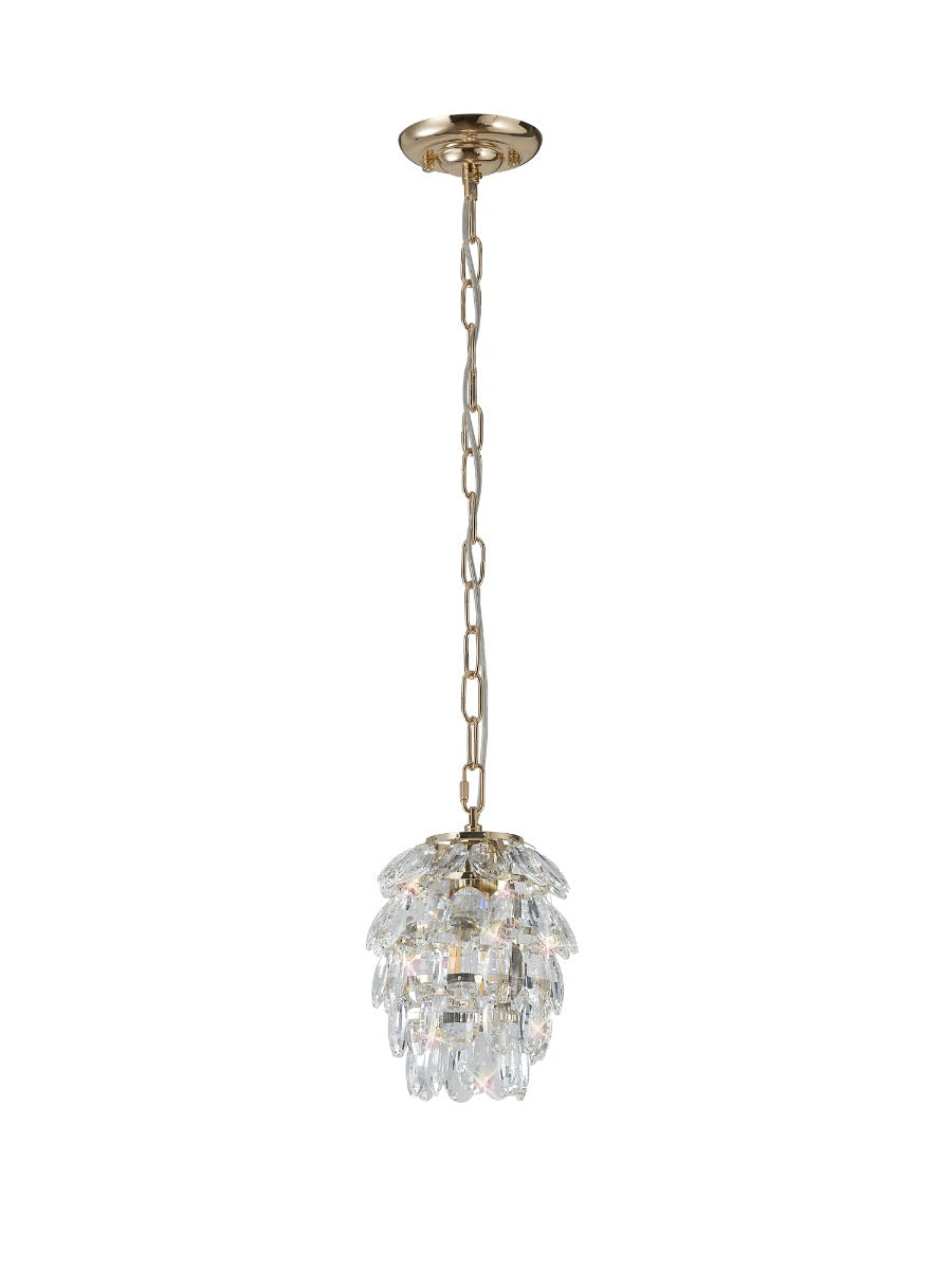Diyas Coniston 1 Light Pendant Light in French Gold with Crystal
