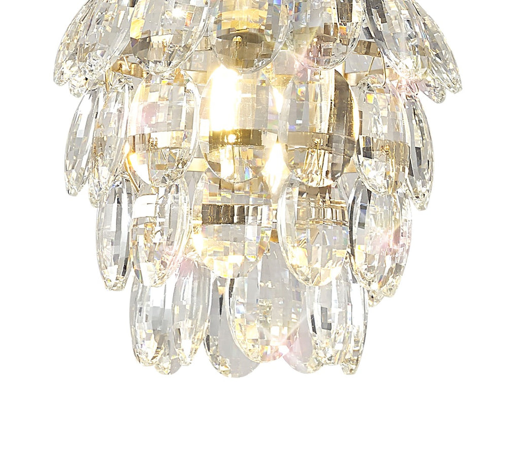 Diyas Coniston 1 Light Pendant Light in French Gold with Crystal