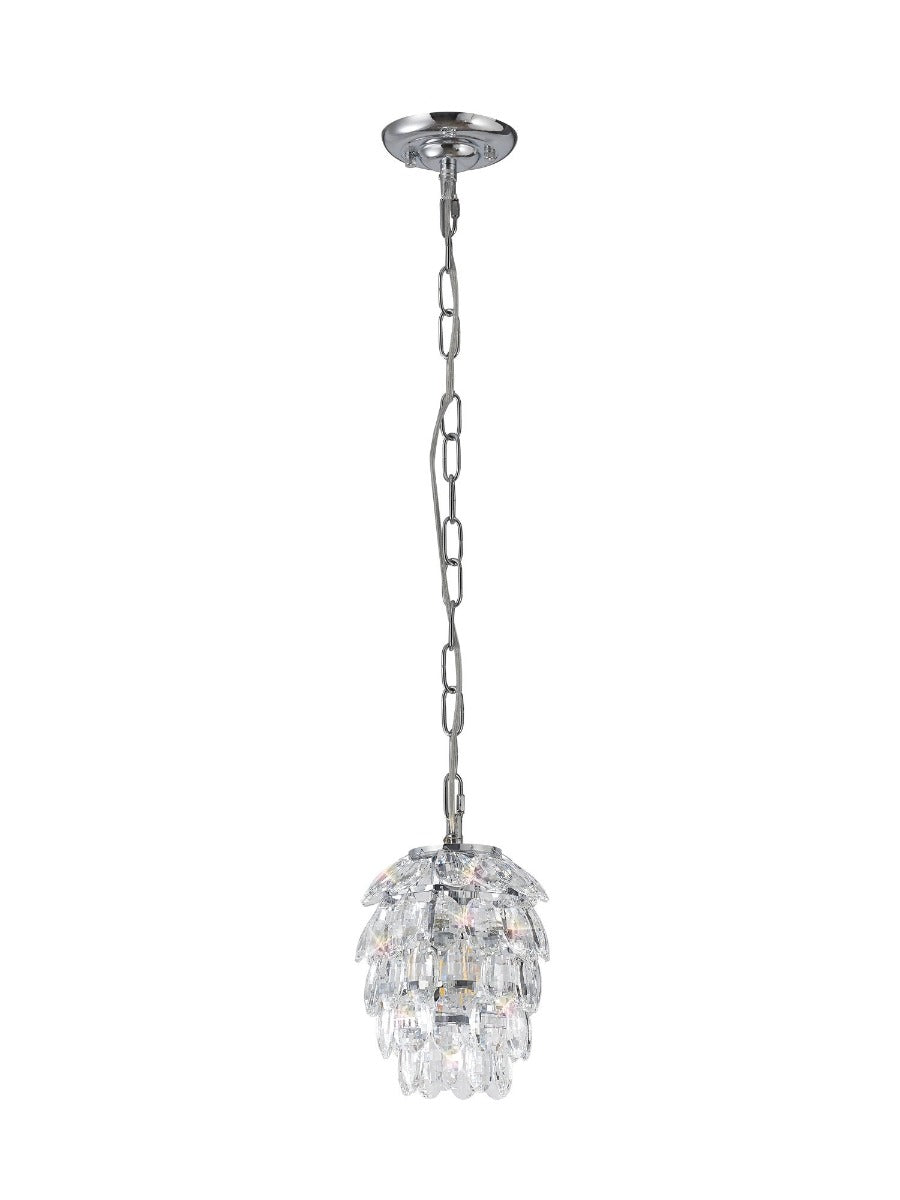 Diyas Coniston 1 Light Pendant Light in Polished Chrome with Crystal