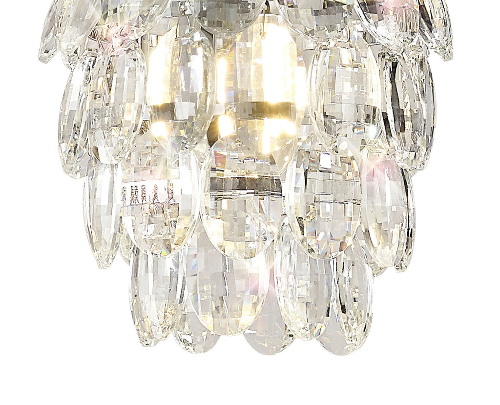Diyas Coniston 1 Light Pendant Light in Polished Chrome with Crystal