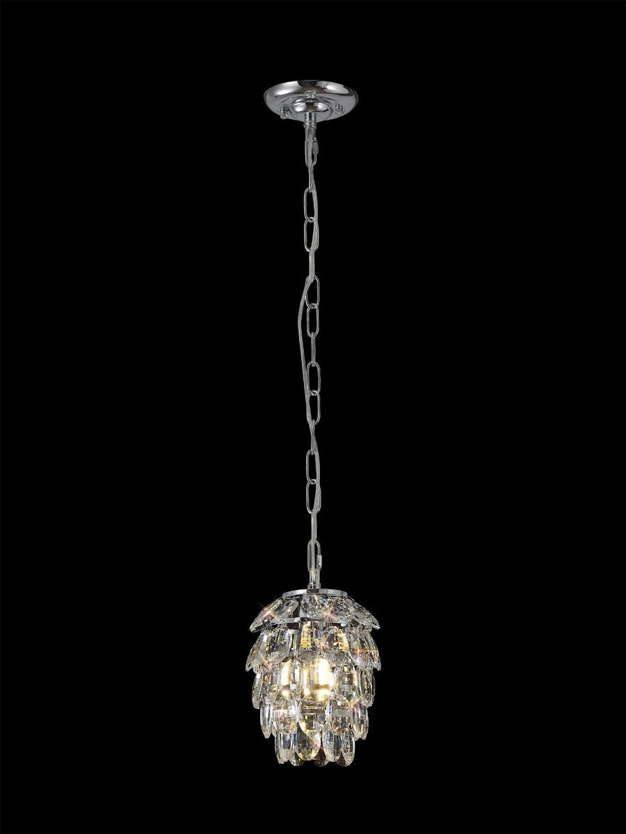 Diyas Coniston 1 Light Pendant Light in Polished Chrome with Crystal