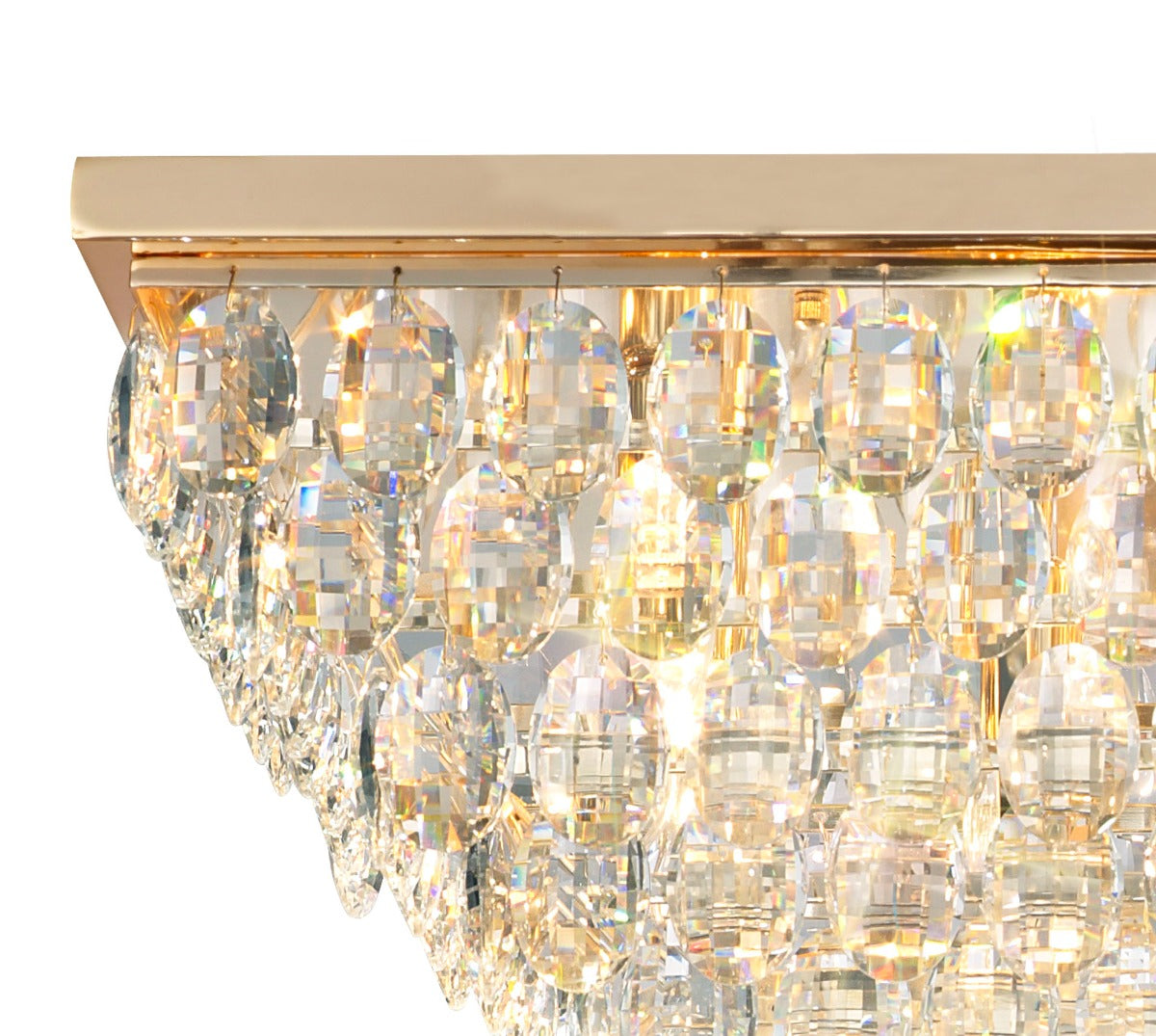 Diyas Coniston 11 Light Linear Bar Flush Ceiling Light in French Gold with Crystal