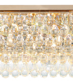 Diyas Coniston 11 Light Linear Bar Flush Ceiling Light in French Gold with Crystal