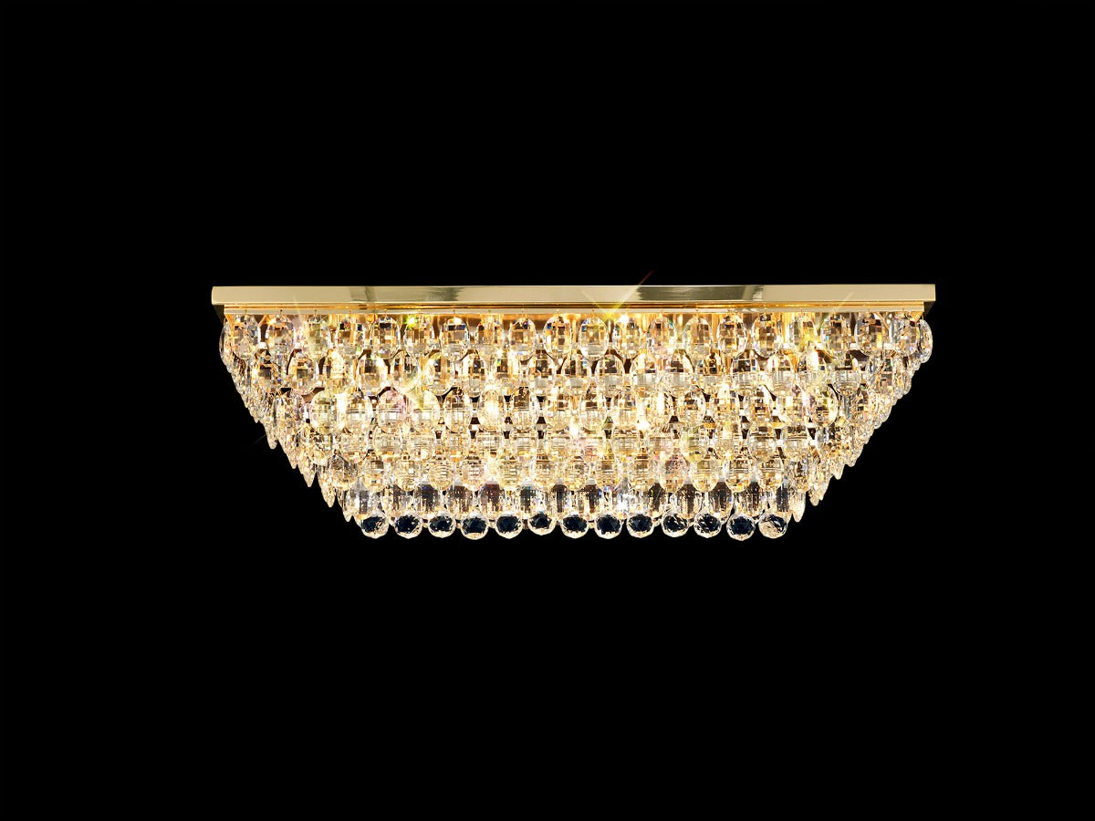 Diyas Coniston 11 Light Linear Bar Flush Ceiling Light in French Gold with Crystal